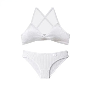 Ensemble Lingerie Coton Triangle Sans Armatures - Kit Soutien-gorge et Culotte Respirant