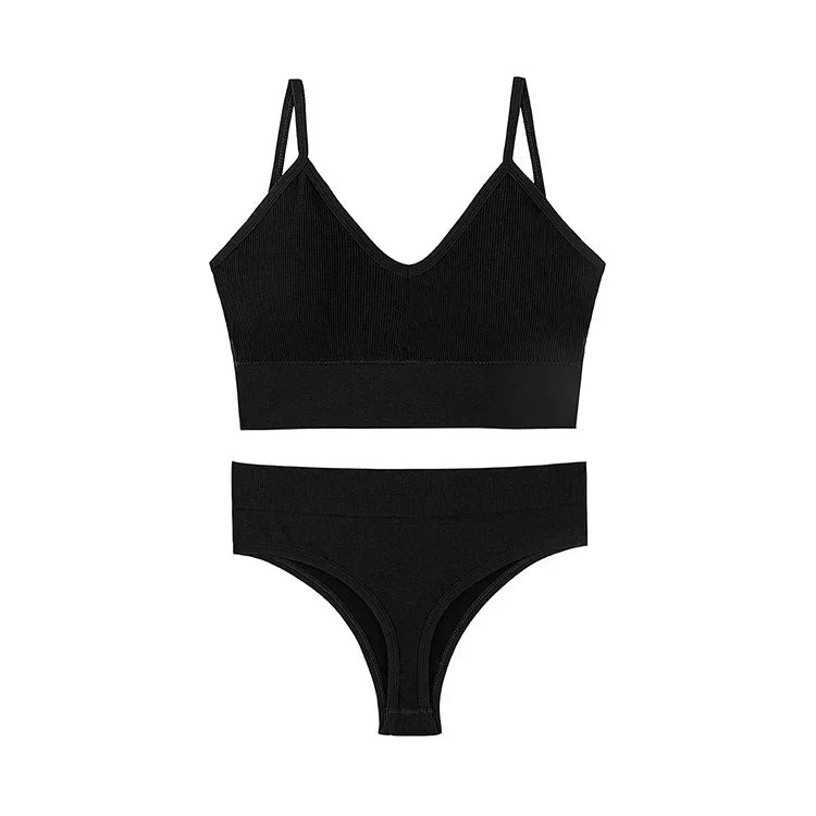 Ensemble Soutien-gorge Push-up et String Seamless - Lingerie Sport Fitness Femme