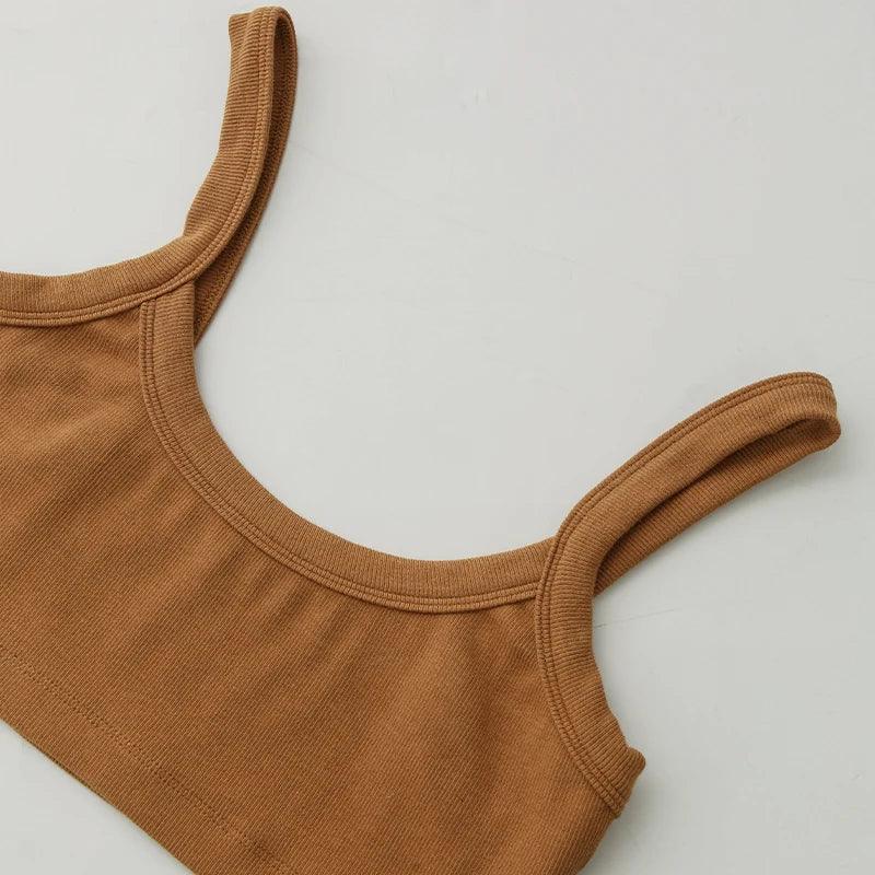 Top Tube Tricoté en Coton Femme - Débardeur Côtelé Élastique Sans Manches Style Streetwear
