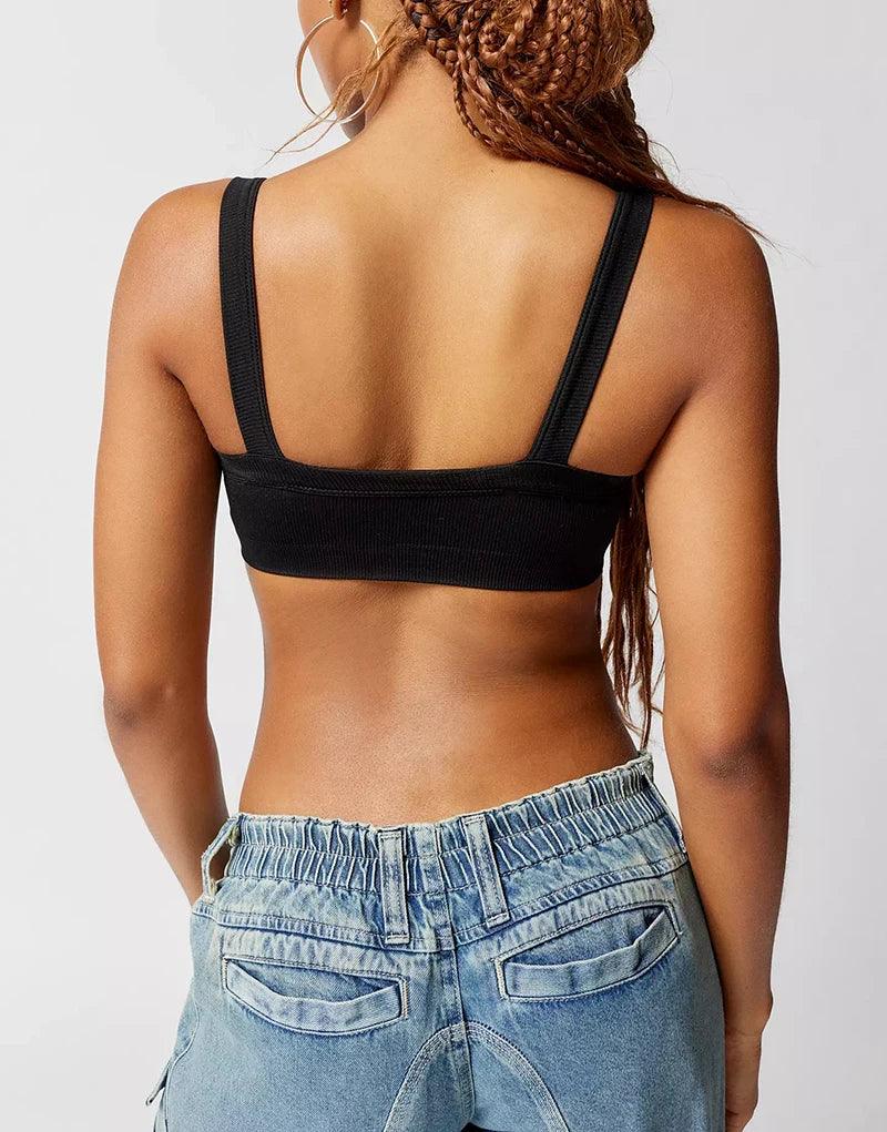 Top Tube Tricoté en Coton Femme - Débardeur Côtelé Élastique Sans Manches Style Streetwear