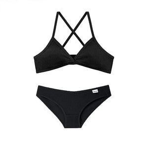 Ensemble Lingerie Coton Triangle Sans Armatures - Kit Soutien-gorge et Culotte Respirant