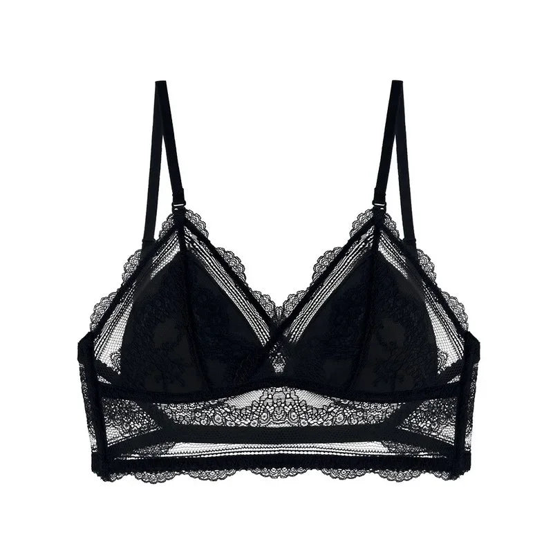 Soutien-gorge en Dentelle Deep V Dos Nu Sans Armatures - Bralette Push-up Seamless