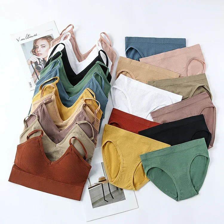 Ensemble Soutien-gorge Push-up et String Seamless - Lingerie Sport Fitness Femme