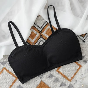 Soutien-gorge Crop Top Sans Armatures Push-up - Brassière Active Côtelée