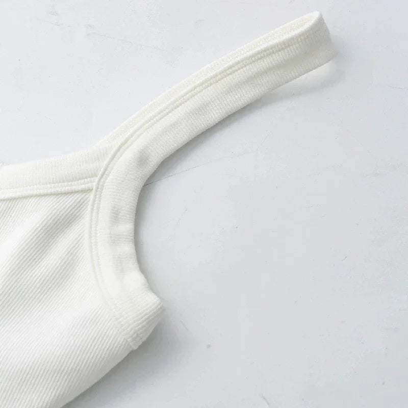 Top Tube Tricoté en Coton Femme - Débardeur Côtelé Élastique Sans Manches Style Streetwear