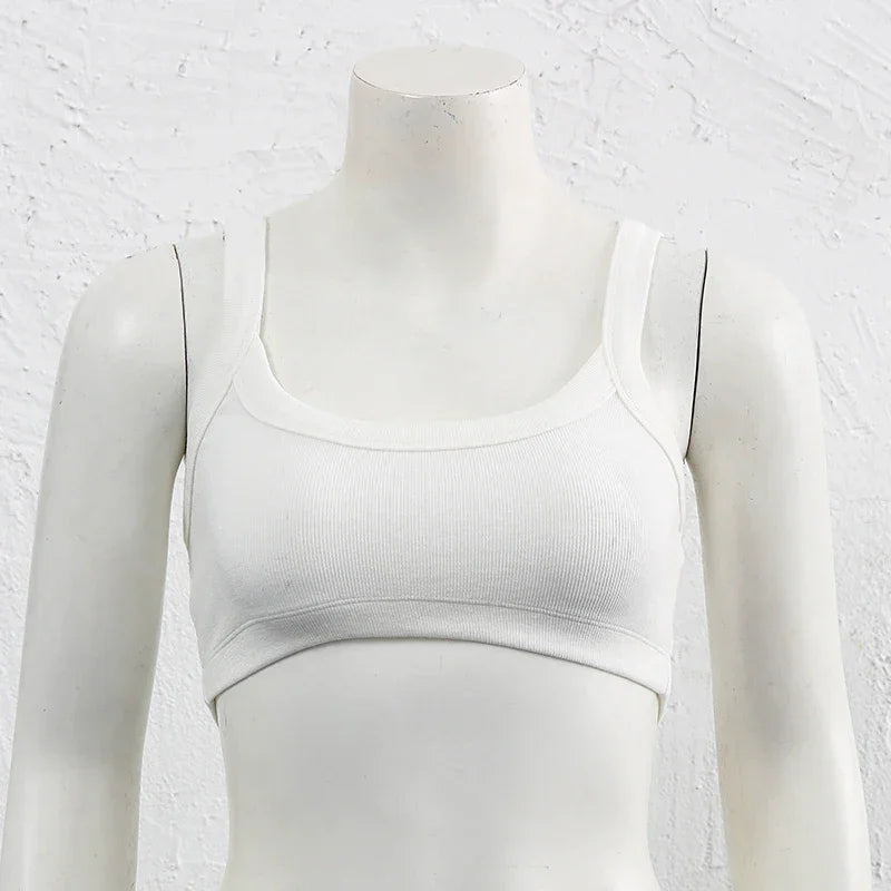 Top Tube Tricoté en Coton Femme - Débardeur Côtelé Élastique Sans Manches Style Streetwear