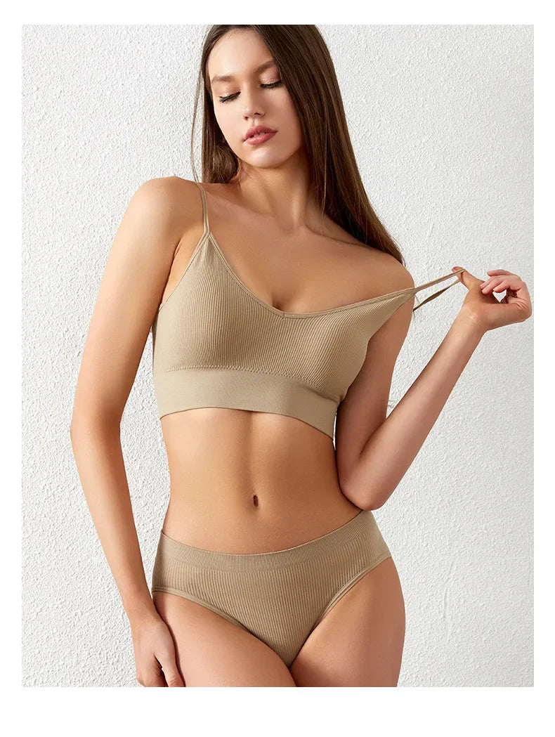 Ensemble Soutien-gorge Push-up et String Seamless - Lingerie Sport Fitness Femme