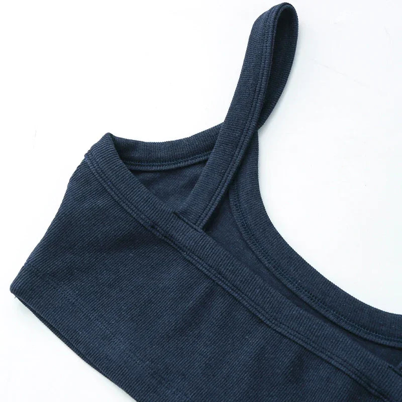 Top Tube Tricoté en Coton Femme - Débardeur Côtelé Élastique Sans Manches Style Streetwear