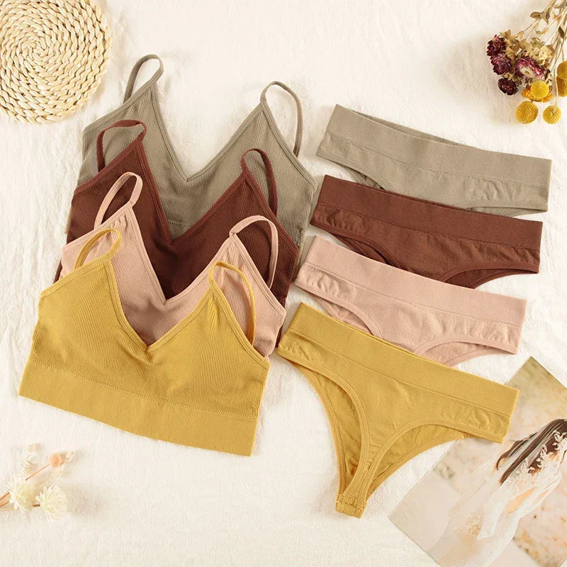 Ensemble Lingerie Femme Sans Armatures - Brassière Seamless et String