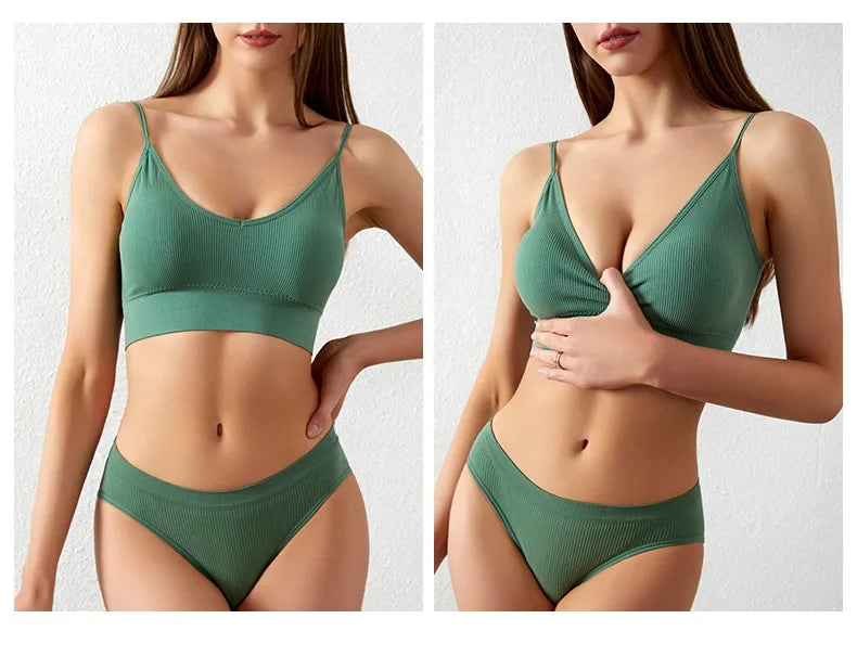 Ensemble Soutien-gorge Push-up et String Seamless - Lingerie Sport Fitness Femme