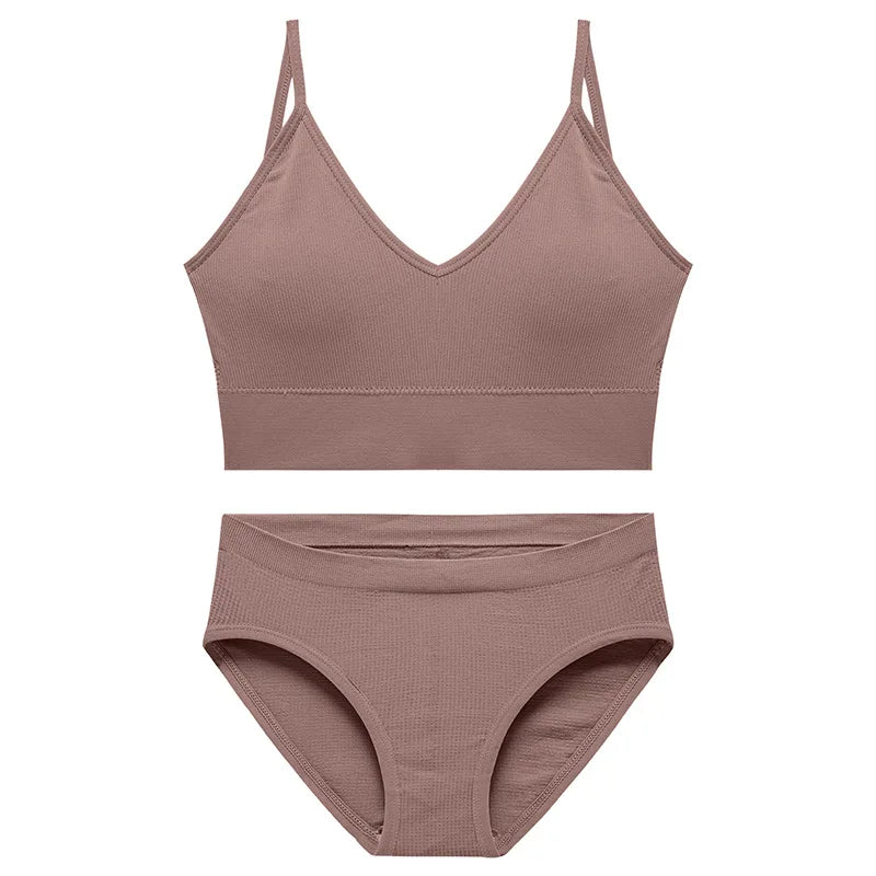 Ensemble Soutien-gorge Push-up et String Seamless - Lingerie Sport Fitness Femme