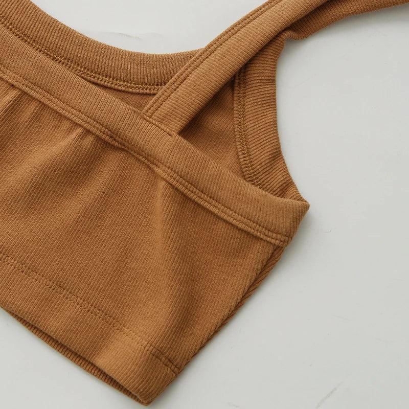 Top Tube Tricoté en Coton Femme - Débardeur Côtelé Élastique Sans Manches Style Streetwear