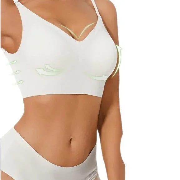 Soutien-gorge Invisible Push-up Décolleté Plongeant avec Bretelles Transparentes - Dos Nu Sans Armatures