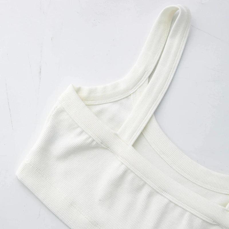 Top Tube Tricoté en Coton Femme - Débardeur Côtelé Élastique Sans Manches Style Streetwear