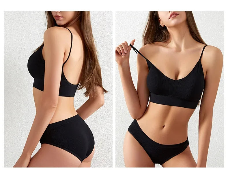 Ensemble Soutien-gorge Push-up et String Seamless - Lingerie Sport Fitness Femme