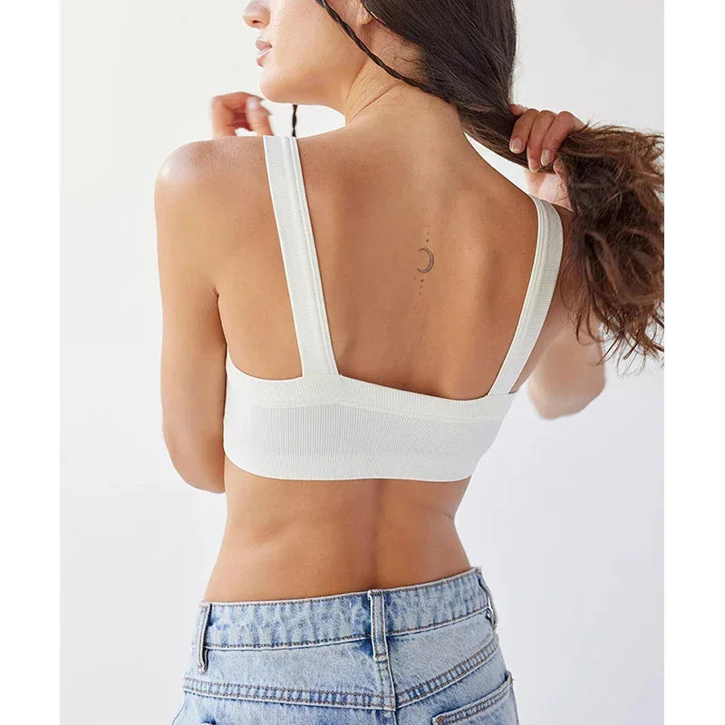 Top Tube Tricoté en Coton Femme - Débardeur Côtelé Élastique Sans Manches Style Streetwear