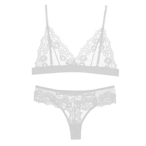 Ensemble Soutien-gorge et Culotte en Dentelle Ultra-fine Sans Armatures - Lingerie d'Été Transparente et Respirante
