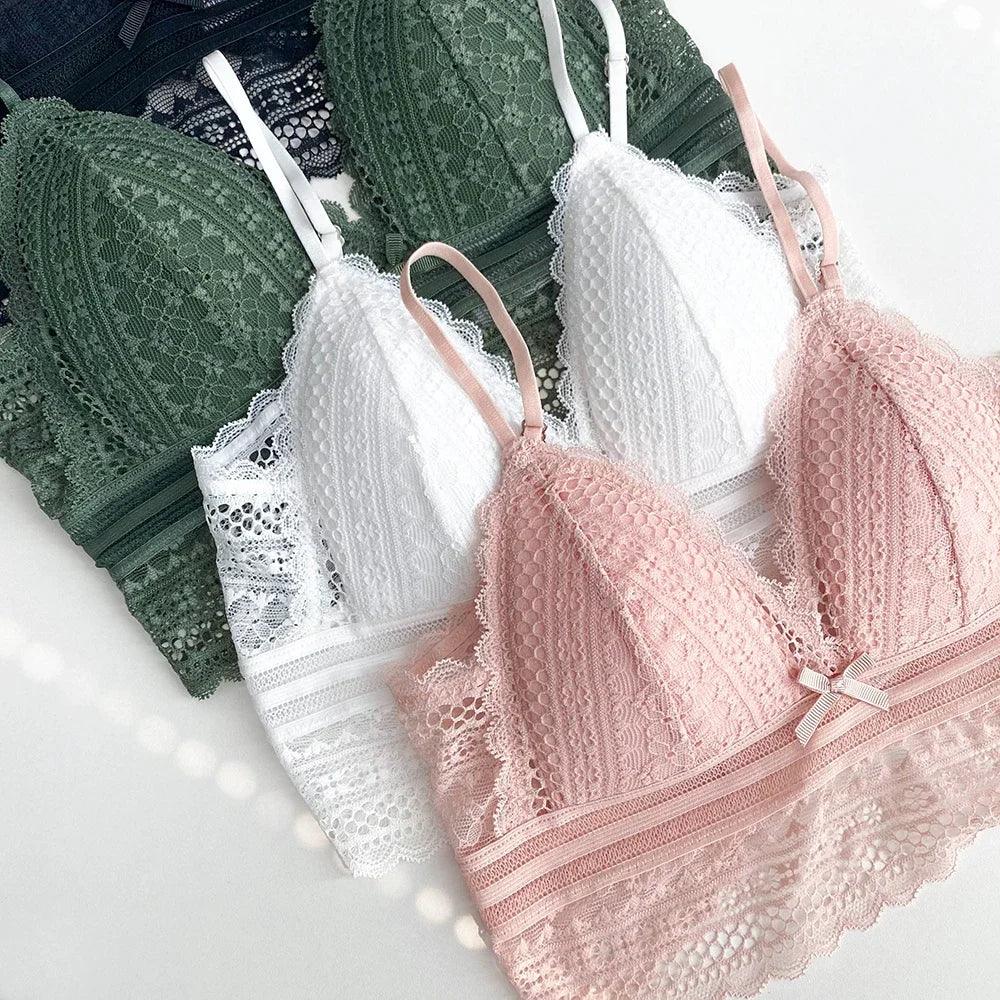 Soutien-gorge en Dentelle Française dos Nu sans Armatures - Bralette Triangulaire Douce
