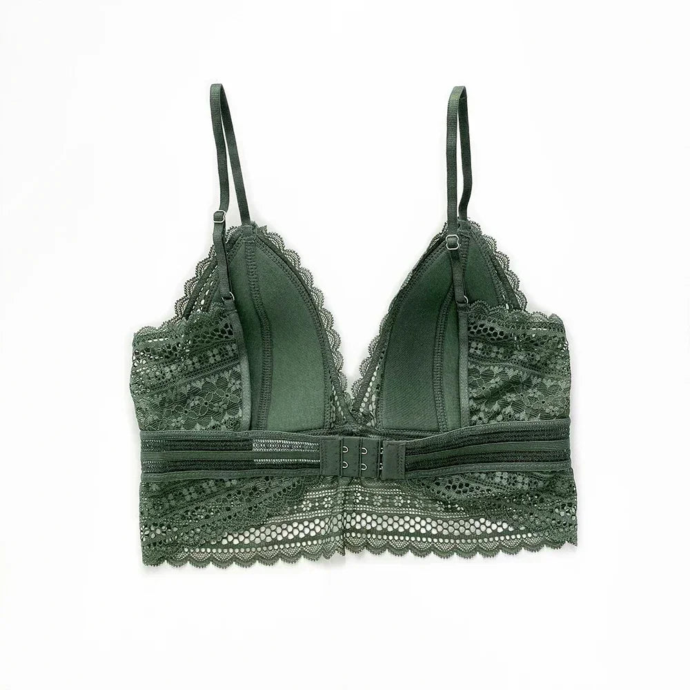Soutien-gorge en Dentelle Française dos Nu sans Armatures - Bralette Triangulaire Douce