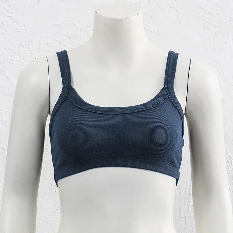 Top Tube Tricoté en Coton Femme - Débardeur Côtelé Élastique Sans Manches Style Streetwear