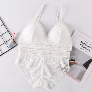Ensemble de Lingerie en Dentelle Sans Coutures - Soutien-gorge Sans Armatures et Culotte