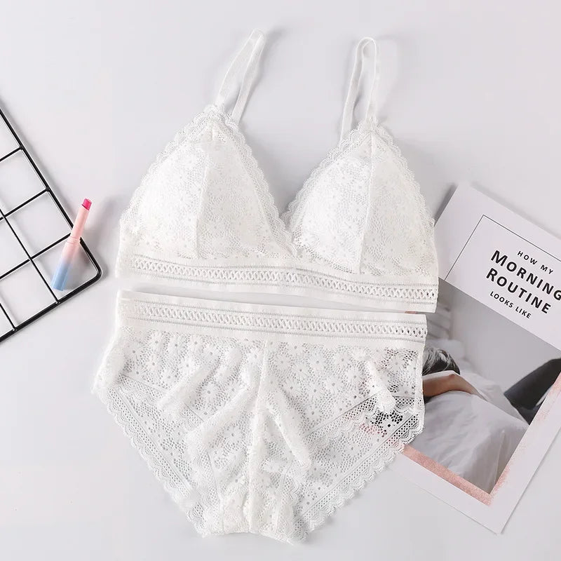 Ensemble de Lingerie en Dentelle Sans Coutures - Soutien-gorge Sans Armatures et Culotte