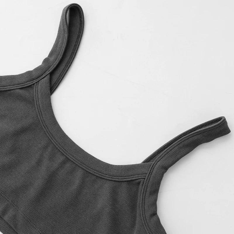Top Tube Tricoté en Coton Femme - Débardeur Côtelé Élastique Sans Manches Style Streetwear