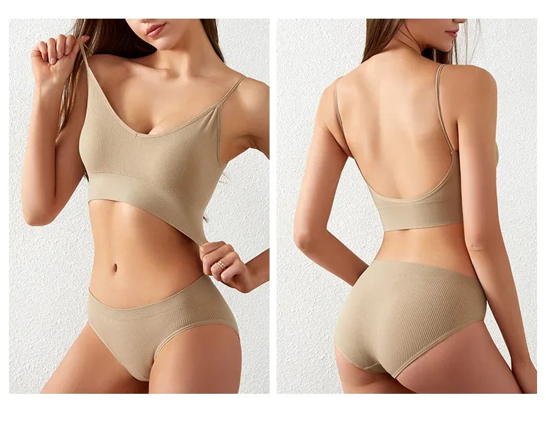 Ensemble Soutien-gorge Push-up et String Seamless - Lingerie Sport Fitness Femme