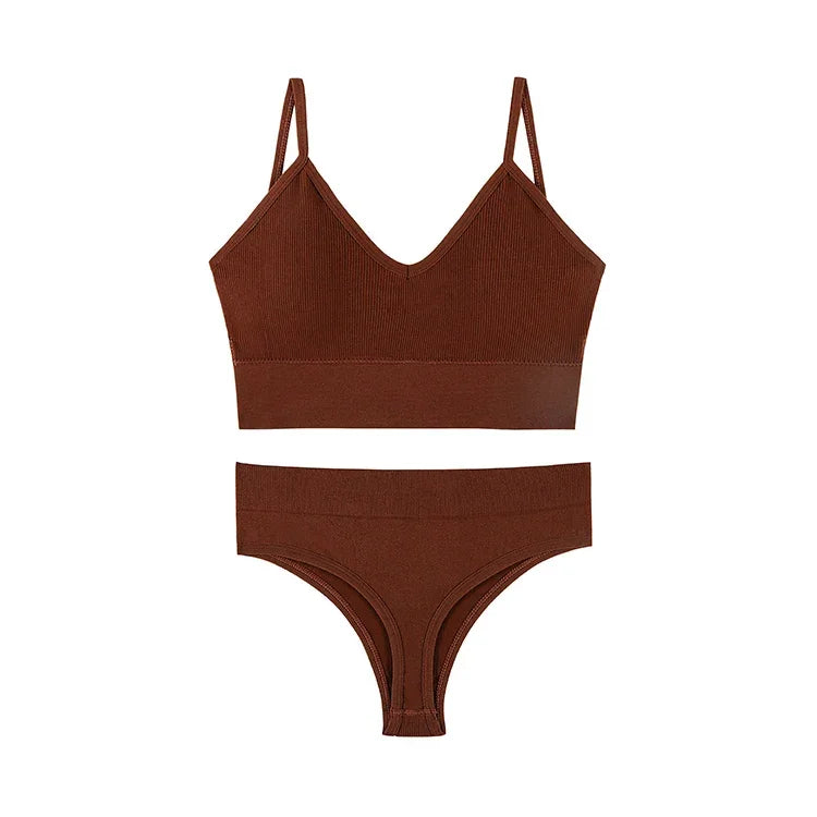 Ensemble Soutien-gorge Push-up et String Seamless - Lingerie Sport Fitness Femme