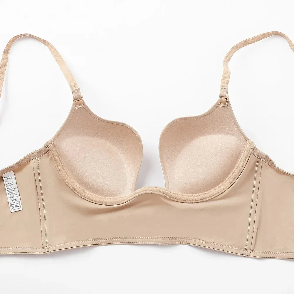 Soutien-gorge Push-up Dos Nu Varsbaby avec Bretelles Transparentes - Décolleté Plongeant 3/4 Bonnet