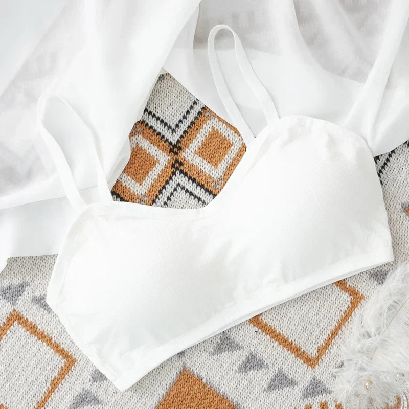 Soutien-gorge Crop Top Sans Armatures Push-up - Brassière Active Côtelée