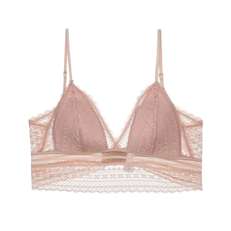 Soutien-gorge en Dentelle Française dos Nu sans Armatures - Bralette Triangulaire Douce