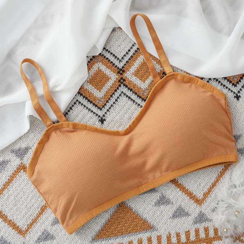 Soutien-gorge Crop Top Sans Armatures Push-up - Brassière Active Côtelée