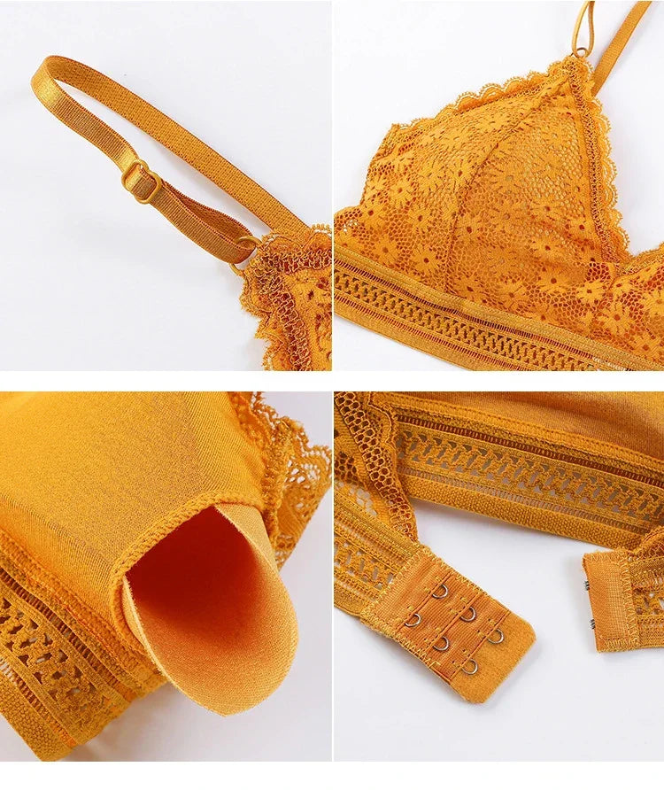 Ensemble de Lingerie en Dentelle Sans Coutures - Soutien-gorge Sans Armatures et Culotte