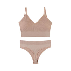 Ensemble Soutien-gorge Push-up et String Seamless - Lingerie Sport Fitness Femme