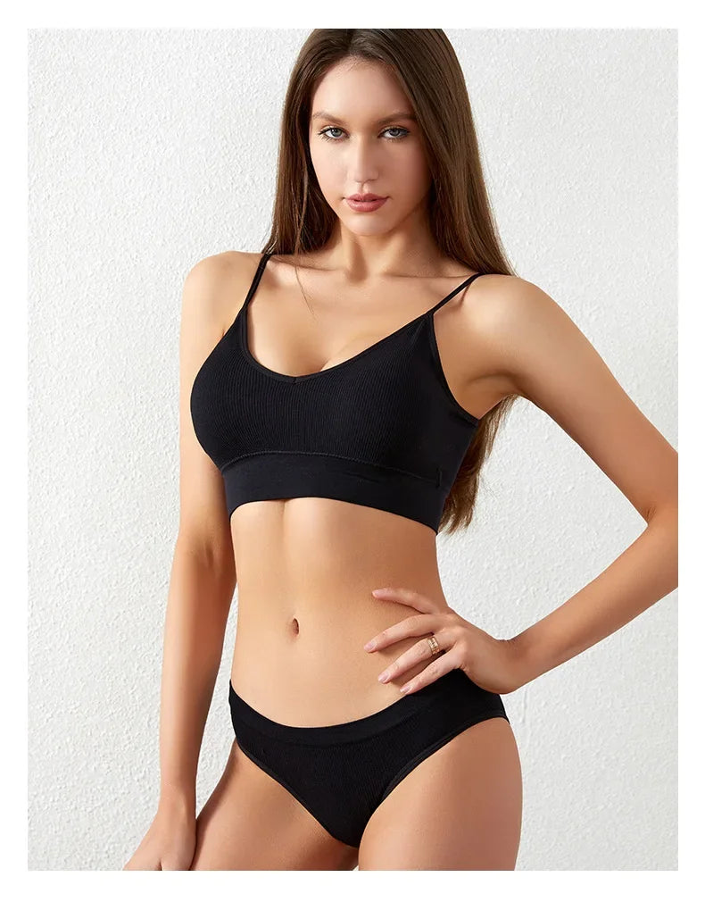 Ensemble Soutien-gorge Push-up et String Seamless - Lingerie Sport Fitness Femme