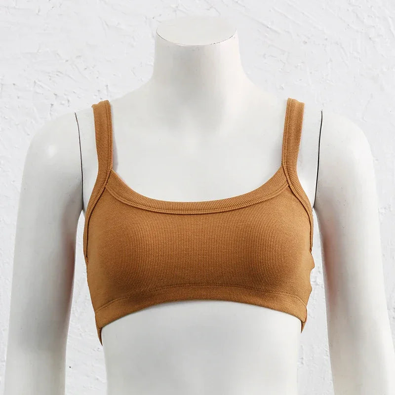 Top Tube Tricoté en Coton Femme - Débardeur Côtelé Élastique Sans Manches Style Streetwear