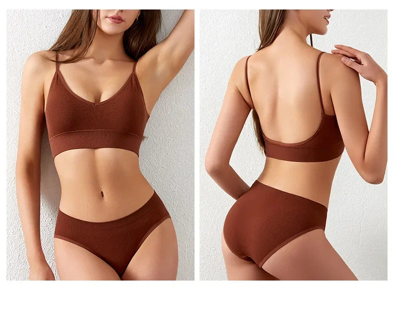 Ensemble Soutien-gorge Push-up et String Seamless - Lingerie Sport Fitness Femme