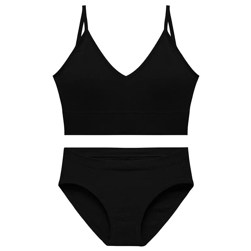 Ensemble Soutien-gorge Push-up et String Seamless - Lingerie Sport Fitness Femme