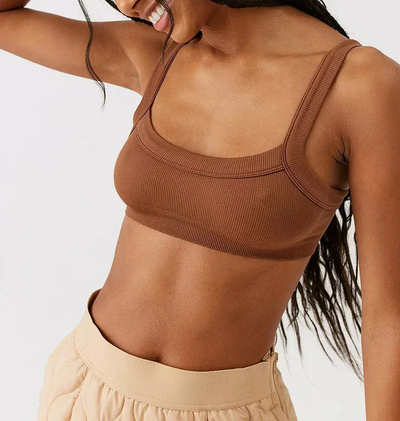 Top Tube Tricoté en Coton Femme - Débardeur Côtelé Élastique Sans Manches Style Streetwear