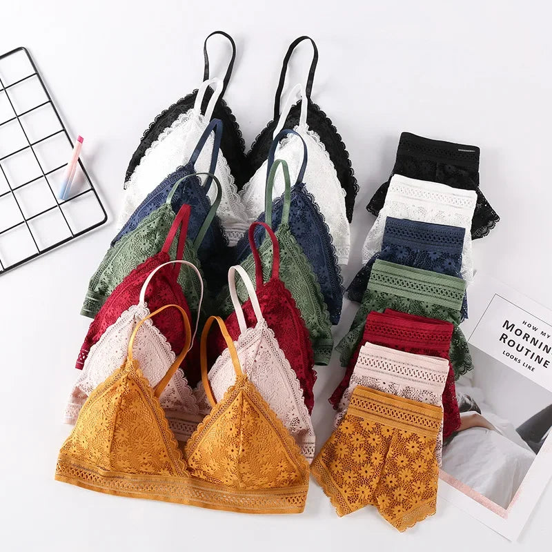 Ensemble de Lingerie en Dentelle Sans Coutures - Soutien-gorge Sans Armatures et Culotte