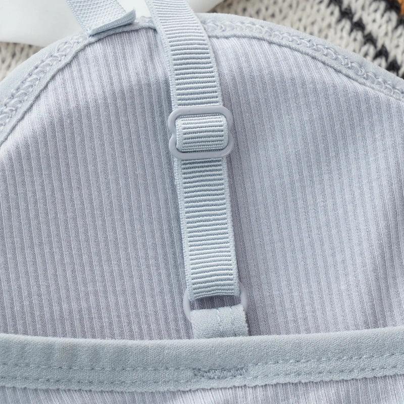 Soutien-gorge Crop Top Sans Armatures Push-up - Brassière Active Côtelée