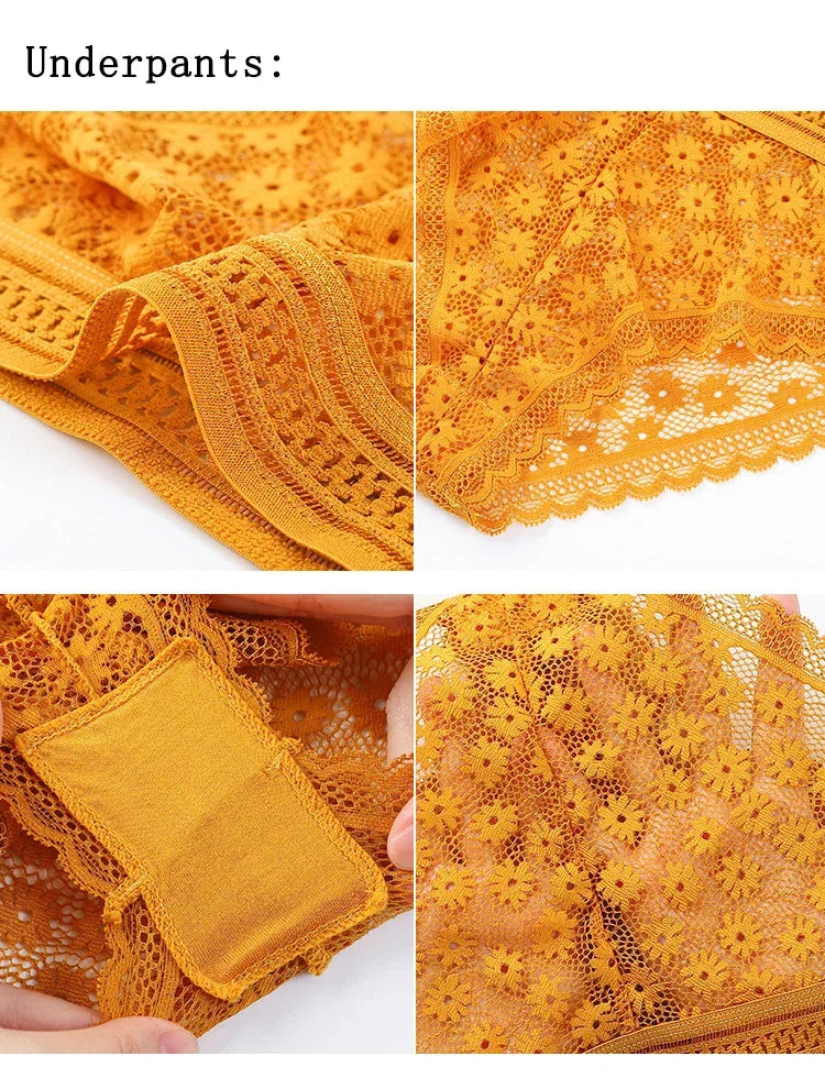 Ensemble de Lingerie en Dentelle Sans Coutures - Soutien-gorge Sans Armatures et Culotte