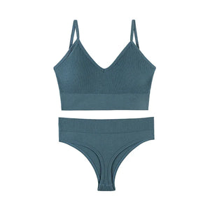 Ensemble Soutien-gorge Push-up et String Seamless - Lingerie Sport Fitness Femme