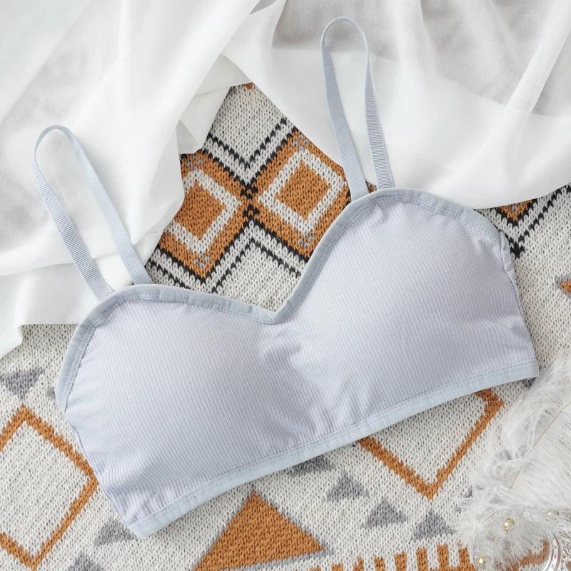 Soutien-gorge Crop Top Sans Armatures Push-up - Brassière Active Côtelée