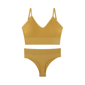 Ensemble Soutien-gorge Push-up et String Seamless - Lingerie Sport Fitness Femme