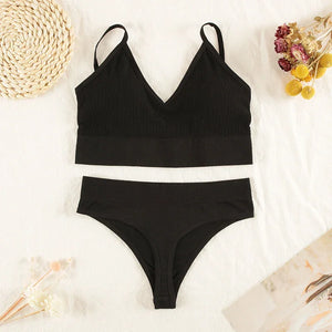 Ensemble Lingerie Femme Sans Armatures - Brassière Seamless et String