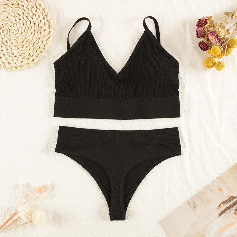 Ensemble Lingerie Femme Sans Armatures - Brassière Seamless et String