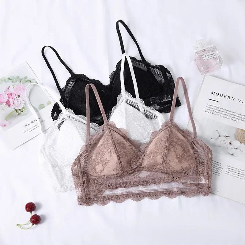 Soutien-gorge en Dentelle Deep V Dos Nu Sans Armatures - Bralette Push-up Seamless