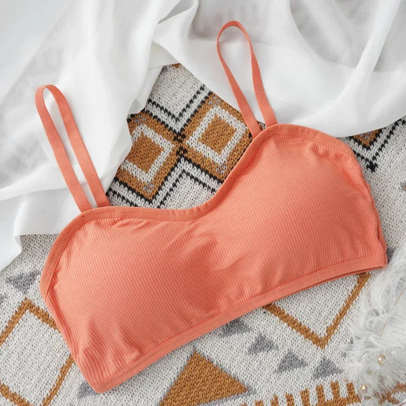 Soutien-gorge Crop Top Sans Armatures Push-up - Brassière Active Côtelée